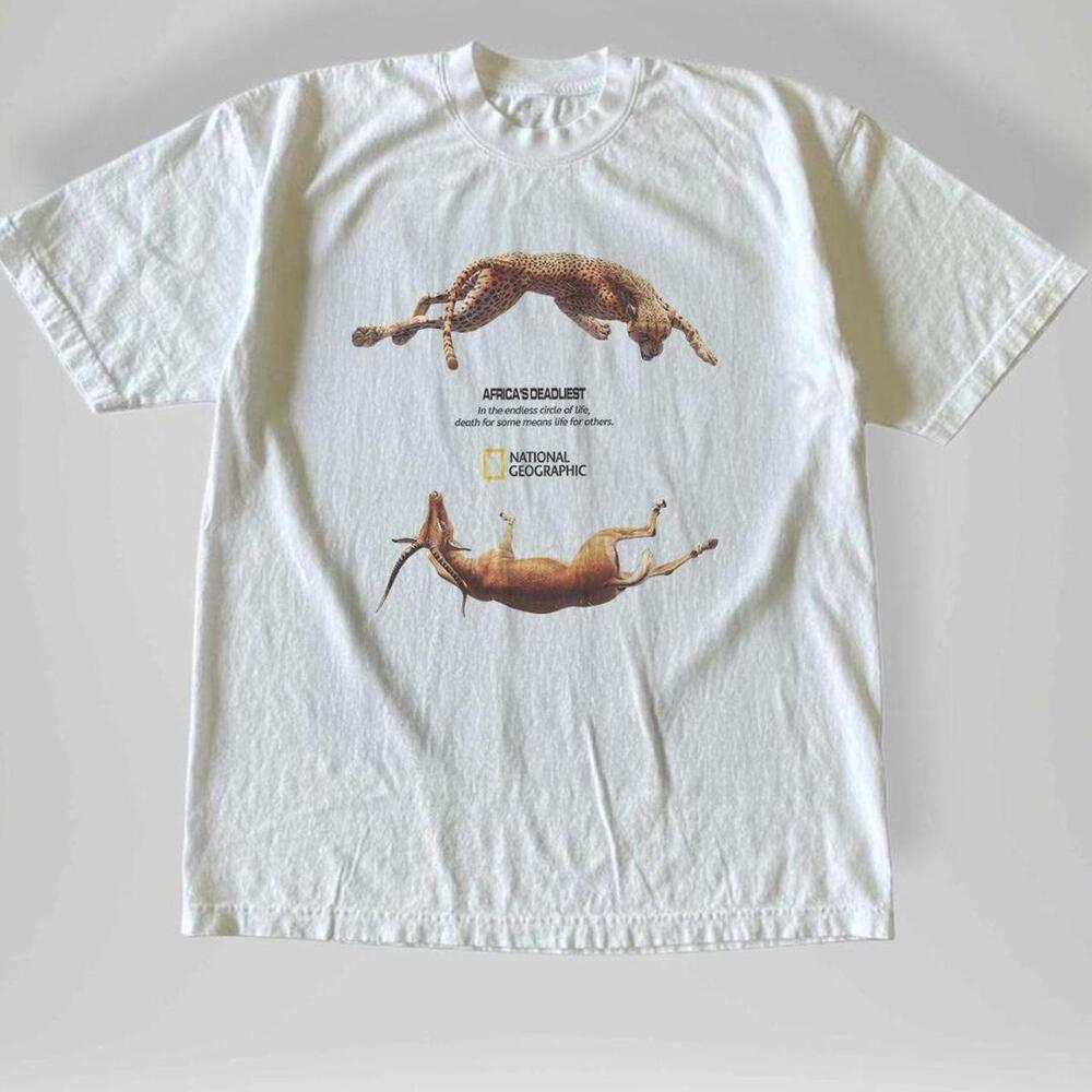 Gildan Men White T-Shirt, National Geographic AfricaS Deadliest